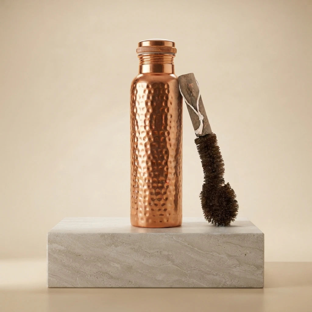 Hand-Hammered Pure Copper Water Bottle